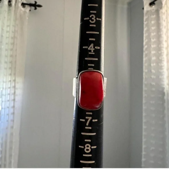 Taxco sterling silver coral ring - Picture 7 of 7